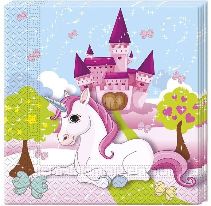 Procos Servetten Unicorn Junior 33 Cm Papier Roze 20 Stuks