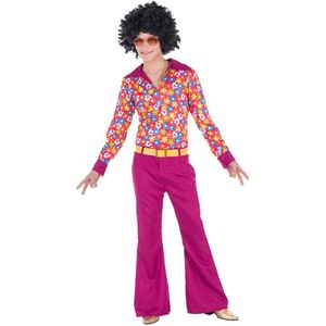 Hippie 60S Kostuum Roze Heren