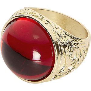 Gouden Ring Met Rode Steen