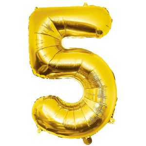 5 Jaar Cijfer Ballon Goud Leeg 86cm