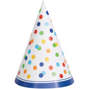 Feesthoedjes Confetti Regenboog 8st