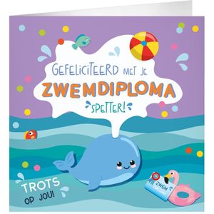 Zwemdiploma Wenskaart 23cm
