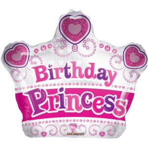 Helium Ballon Kroon Birthday Princess 45cm leeg