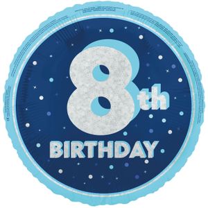 8 Jaar Helium Ballon Blauw Leeg 45cm