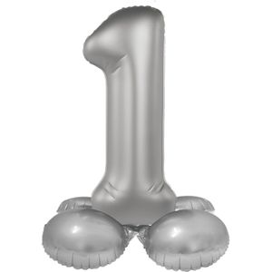 1 Jaar Cijfer Ballon Zilver 72cm