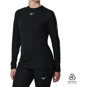 Mizuno Premium Merino Wool Crew Neck Zwart Dames Maat S