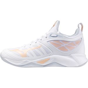 Mizuno WAVE DIMENSION Volleybalschoenen Wit/PeachParfait/HalogenBlauw Dames Maat 39