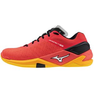 Mizuno WAVE STEALTH NEO Handbalschoenen Radiant Rood/Wit/Carrot Curl Dames/Heren Maat 36,5