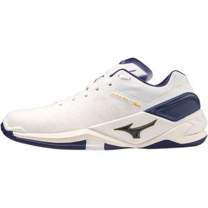 Mizuno WAVE STEALTH NEO Handbalschoenen Wit/BRibbon/MP Goud Dames/Heren Maat 36,5