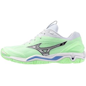 Mizuno - WAVE STEALTH 6 - Handbalschoenen - Neo Mint/Zwart/Frontier Blauw - Kunstleer/Mesh