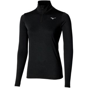 Mizuno Core Impulse Half Zip Long Sleeve Tee Zwart Dames Maat XS