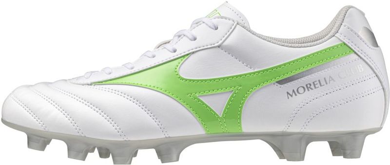 Mizuno - MORELIA II CLUB - Voetbalschoenen - Wit/neon green/galaxy silver - Kunstleder