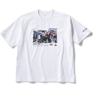 Mizuno Short Sleeve Graphic Tee Wit Dames/Heren Maat XL