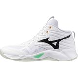 Mizuno - WAVE MOMENTUM PRO MID - Volleybalschoenen - Wit/Zwart/Frozen Emerald
