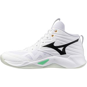Mizuno - WAVE MOMENTUM PRO MID - Volleybalschoenen - Wit/Zwart/Frozen Emerald