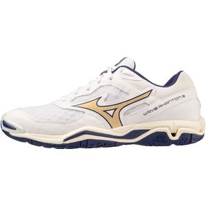 Mizuno WAVE PHANTOM 3 Handbalschoenen Wit/BRibbon/MP Goud Dames/Heren Maat 46