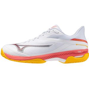 Mizuno WAVE EXCEED COURT CC Tennisschoenen Wit/Calypso Coral/Citrus Dames/Heren Maat 44,5