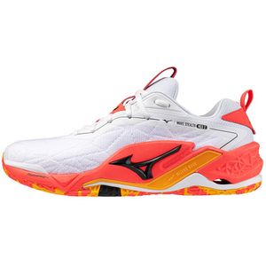 Mizuno WAVE STEALTH NEO 2 Handbalschoenen Wit/Fiery Coral 2/Citrus Dames/Heren Maat 41