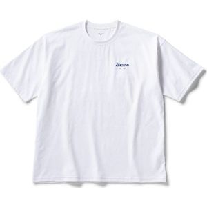 Mizuno Short Sleeve Back Graphic Tee Wit Dames/Heren Maat L