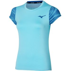 Mizuno Charge Printed Tee Blauw Glow Dames Maat XS