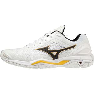 Mizuno Wave Stealth V Handbalschoenen Wit/Zwart/LemonChrome Dames/Heren Maat 45