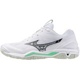 Mizuno - WAVE STEALTH 6 - Handbalschoenen - Wit/Zwart/Frozen Emerald