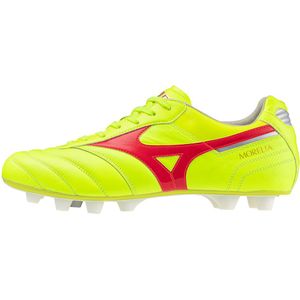 Mizuno MORELIA II ELITE Voetbalschoenen SaftyYllw/FieryCral2/GalxySlvr Dames/Heren Maat 41