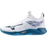 Mizuno WAVE DIMENSION MID Volleybalschoenen Wit/Sailor Blauw/Zilver Dames/Heren Maat 44,5