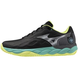 Mizuno WAVE ENFORCE COURT CC Tennisschoenen Zwart/white/sunny lime Dames/Heren Maat 45