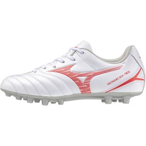 Mizuno MONARCIDA NEO III SELECT Jr AG Voetbalschoenen Wit/Radiant Rood Junior Maat 38