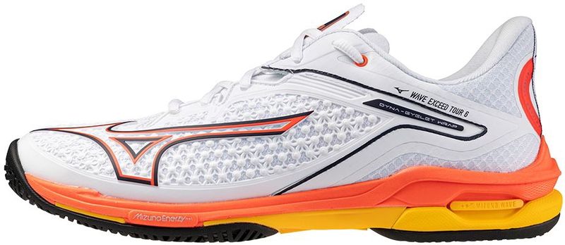 Mizuno WAVE EXCEED TOUR 6 AC Tennisschoenen Wit/Fiery Coral 2/Citrus Dames/Heren Maat 40,5