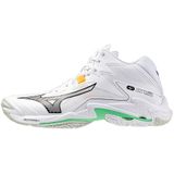 Mizuno - WAVE LIGHTNING Z8 MID - Volleybalschoenen - Wit/Zwart/Frozen Emerald