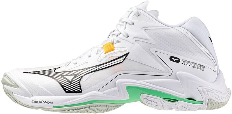 Mizuno - WAVE LIGHTNING Z8 MID - Volleybalschoenen - Wit/Zwart/Frozen Emerald