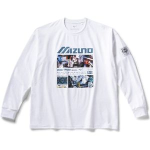 Mizuno Long Sleeve Graphic Tee Wit Dames/Heren Maat XL