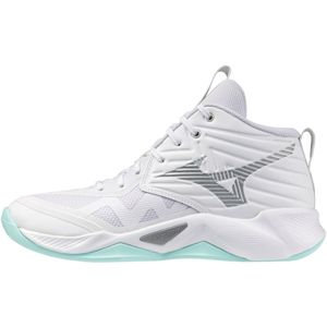 Mizuno WAVE MOMENTUM PRO MID Handbalschoenen Wit/Blauw Tint Dames Maat 37