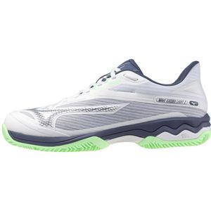Mizuno WAVE EXCEED LIGHT 2 CC Tennisschoenen Wit/Vintage Indigo/Neo Mint Heren Maat 44.5