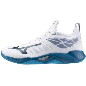 Mizuno WAVE DIMENSION Volleybalschoenen Wit/Sailor Blauw/Zilver Dames/Heren Maat 44,5