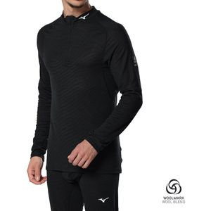 Mizuno Premium Merino Wool Half Zip Zwart Heren Maat S