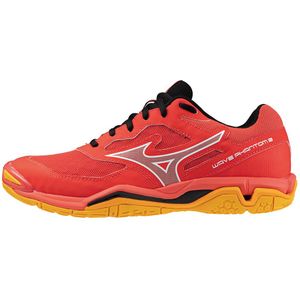 Mizuno WAVE PHANTOM 3 Handbalschoenen Radiant Rood/Wit/Carrot Curl Dames/Heren Maat 37