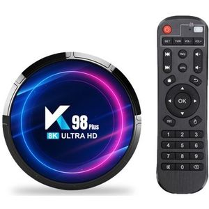 K98 PLUS Android 13.0 Smart TV Box RK3528 Quad-Core UHD 4K Media Player H.265 8K Decoding HDR10+ 2.4G/5G WiFi6 BT5.0 4GB+64GB mit LED-Fernbedienung