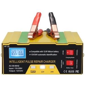 12V / 24V Batterieladegerät Intelligentes Pulsreparatur-Ladegerät mit Digitalanzeige für Autozellen-Motorradbatterie US-Stecker