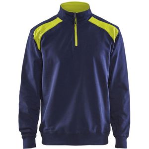 Blåkläder 3353-1158 Sweatshirt bi-colour met halve rits Marine/High Vis Geel maat XXXL