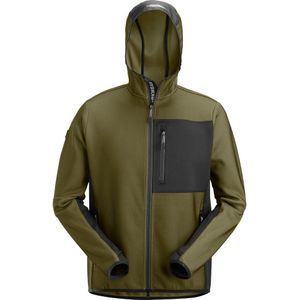 Snickers 8044 FlexiWork Tussenlaag Hoodie met Rits Khakigroen/Zwart