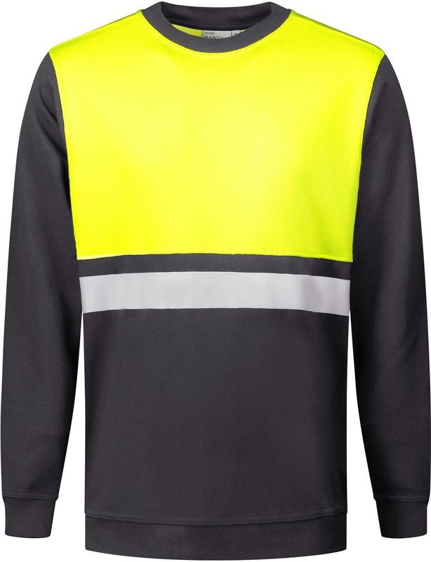 Santino O-hals Helsinki Sweater Graphite / Fluor Yellow maat S