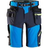 Snickers 6140 FlexiWork Softshell Stretch Korte Werkbroek+ met Holsterzakken Blauw/Marineblauw