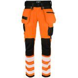 Projob 6573 Signalisatiestretchbroek Met Kniezakken En Spijkerzakken En Iso 20471 Klasse 2/1 Oranje/Zwart maat D100