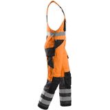 Snickers 0113 High Visibility Bib & Brace Klasse 2 High-Vis Oranje/Zwart melange maat 052