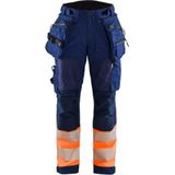 Blåkläder 7114-2513 Dames Softshell Werkbroek High Vis Marineblauw/Oranje maat D24