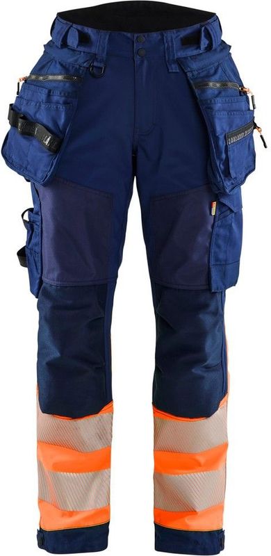 Blåkläder 7114-2513 Dames Softshell Werkbroek High Vis Marineblauw/Oranje maat C32