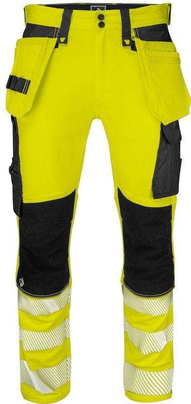 Projob 6571 Signalisatiestretchbroek Met Kniezakken En Spijkerzakken En Iso 20471 Klasse 2 Heren Geel/Zwart maat D100